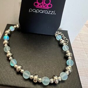Paparazzi Frosted Blue and Silver Anklet
